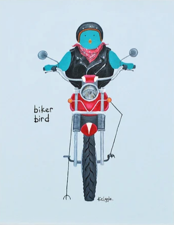 Biker Bird Print - 8x10