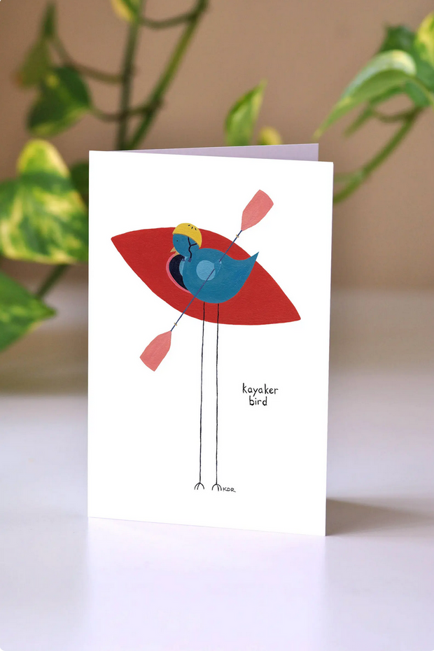 Kayaker Bird Greeting Card - 4x6