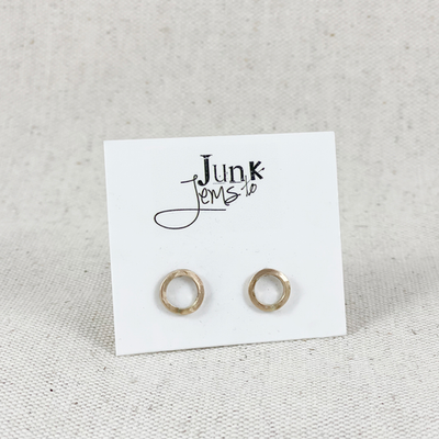 Modern Geometric Gold Circle Studs from Junk to Jems, handmade in Oregon