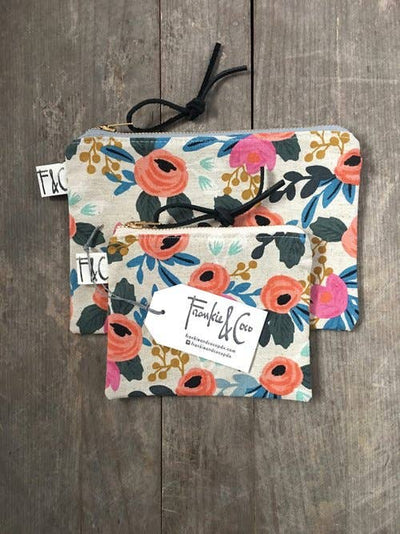 Pacific Zipper Pouch In Coral Floral Canvas (Small)