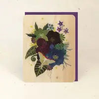 Luna Bouquet Wood Greeting Card