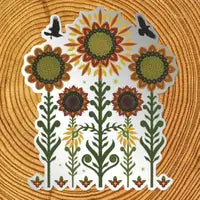 Sunflowers & Crows Matte Mirror PVC-Free Sticker