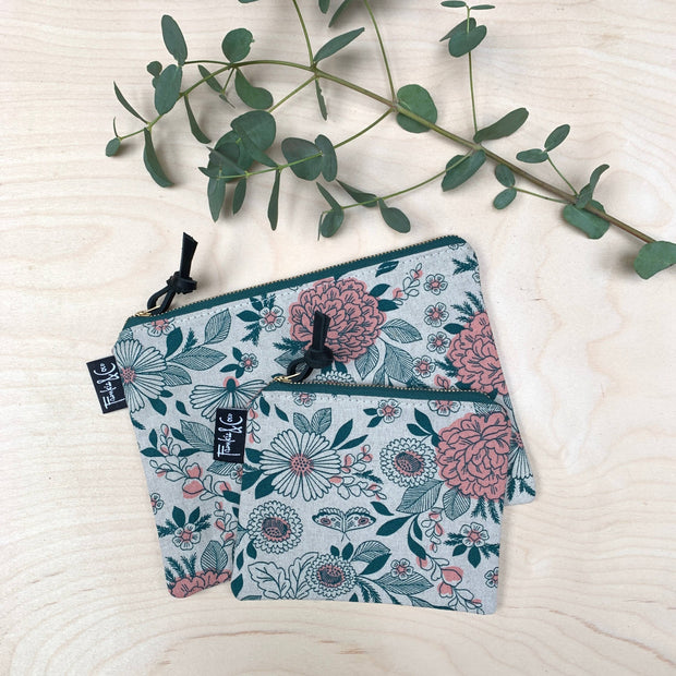 Pacific Zipper Pouch In Emerald Floral (Large)