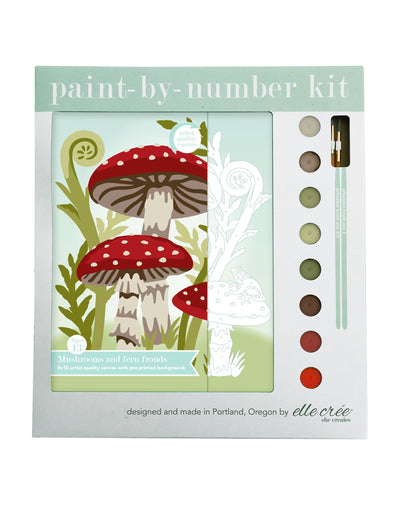 Mushrooms and Fern Fronds Paint-by-Number Kit