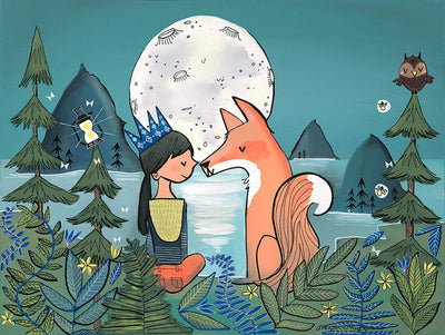 Greeting Card, Fox and Crown Girl  (Design 7)