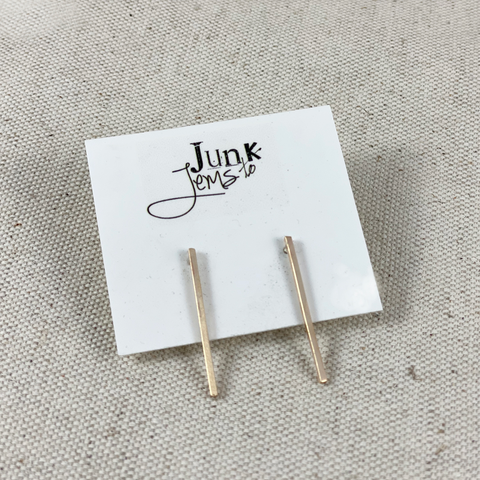 Modern Gold Bar stud earrings, handmade in Bend, Oregon by Junk to Jems
