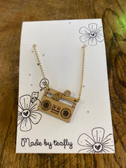 Teafly Bird & Boombox Necklace