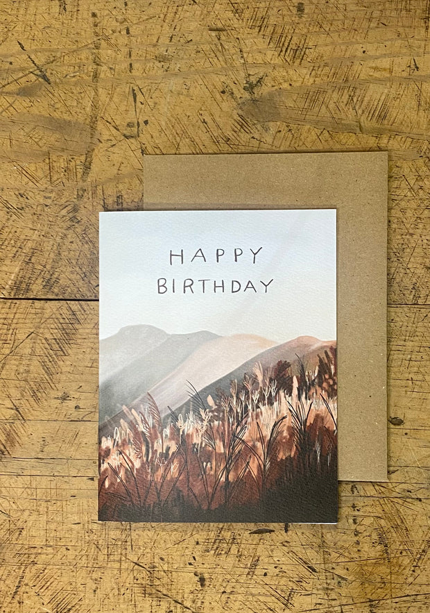Greeting Card - Happy Birthday Hills, Tall Grass