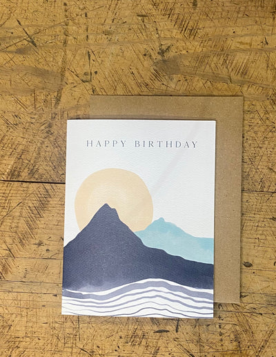 Greeting Card - Happy Birthday Mountain Sun Water