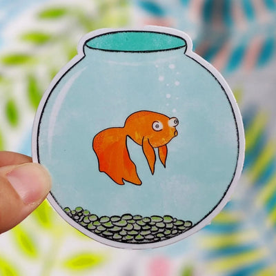 Derpy Goldfish Bowl Sticker