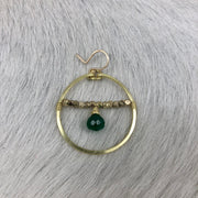 Medium Hoop with Brass Beads and Stone