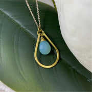 Small Teardrop and Stone Necklace