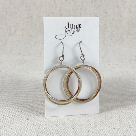 Hoop earrings in copper, brass, and sterling silver from Junk to Jems handmade in Bend, Oregon