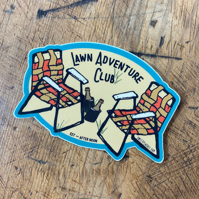 Lawn adventure club sticker by Sweet Pea Cole made in Bend Oregon