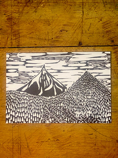 Mountain Block Print Post Card