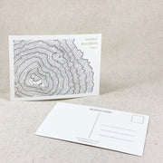 Mount Hood Topographic Postcard, Made in Oregon letterpress by Green Bird Press