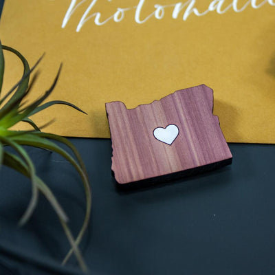 Leemo Designs Oregon Heart Cedar Wooden Magnet | Made in Bend, Oregon 