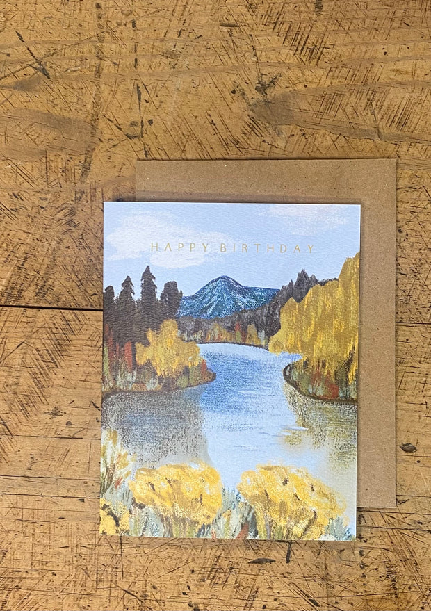 Greeting Card - Happy Birthday River Mountain